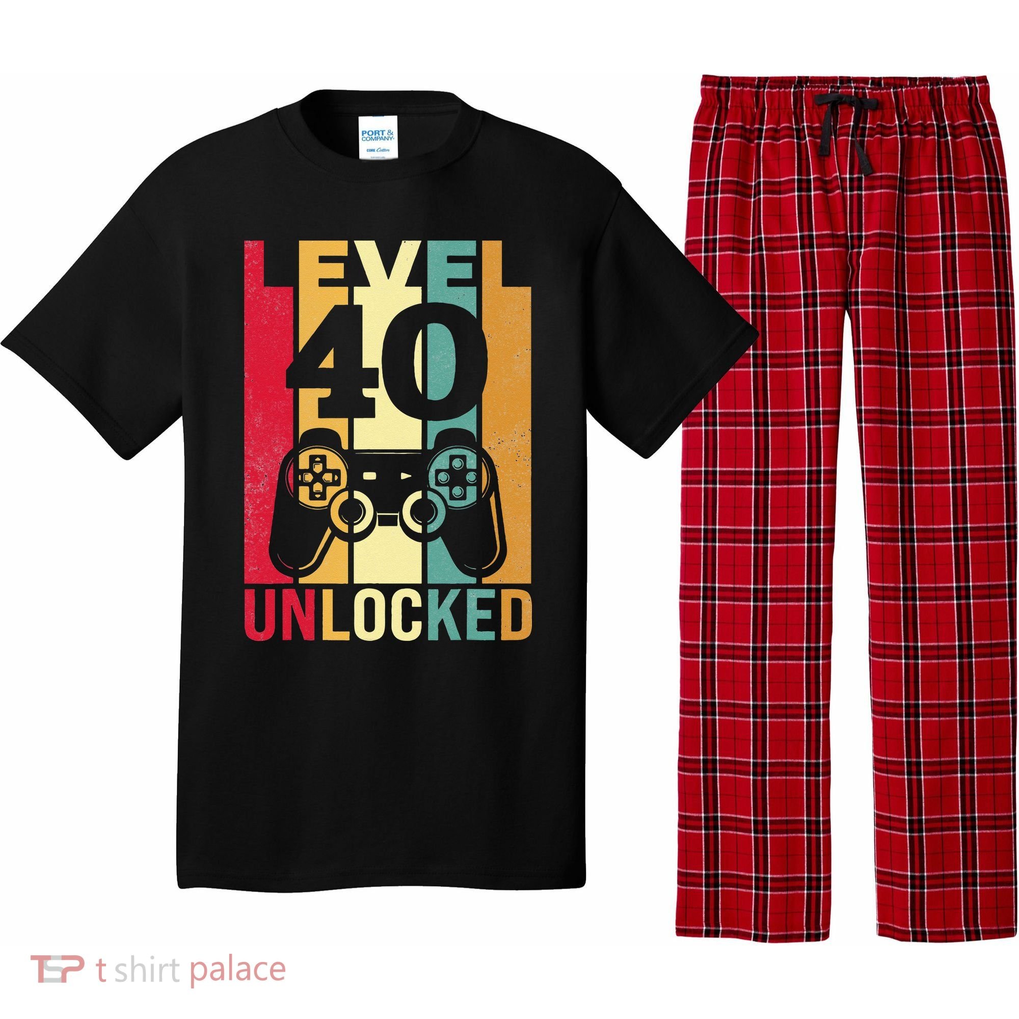 Funny Level 40 Unlocked Him BDay Turning 40th Birthday Pajama Set