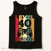 Funny Level 40 Unlocked Him BDay Turning 40th Birthday Tank Top thumb 2
