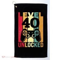Funny Level 40 Unlocked Him BDay Turning 40th Birthday Golf Towel thumb 0