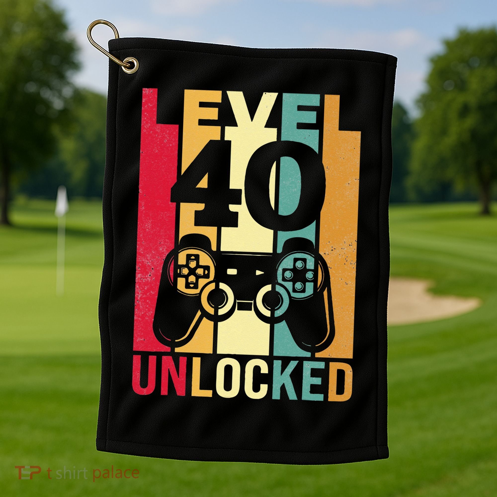 Funny Level 40 Unlocked Him BDay Turning 40th Birthday Golf Towel