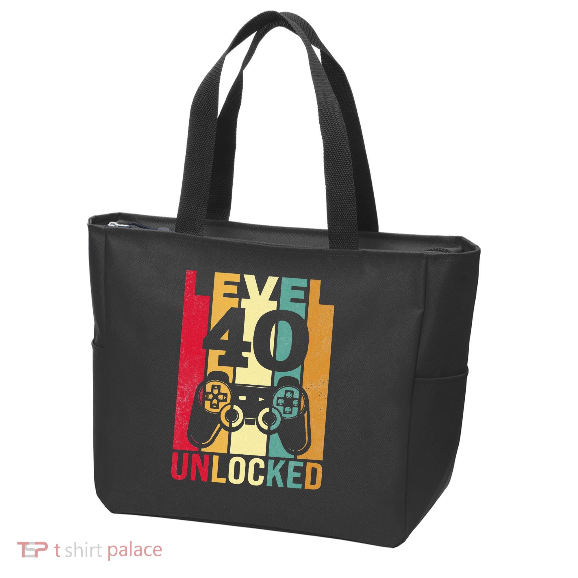 Funny Level 40 Unlocked Him BDay Turning 40th Birthday Tote Bag