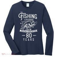Fishing Legend 80 Years Old Birthday Gift For Fisherman Women's Long Sleeve Shirt thumb 0