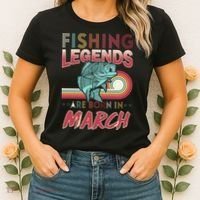 Fishing Legends Are Born In March Women's T-Shirt thumb 2