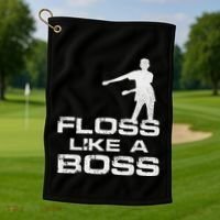 Floss Like A Boss Funny Dance Distress Golf Towel thumb 1