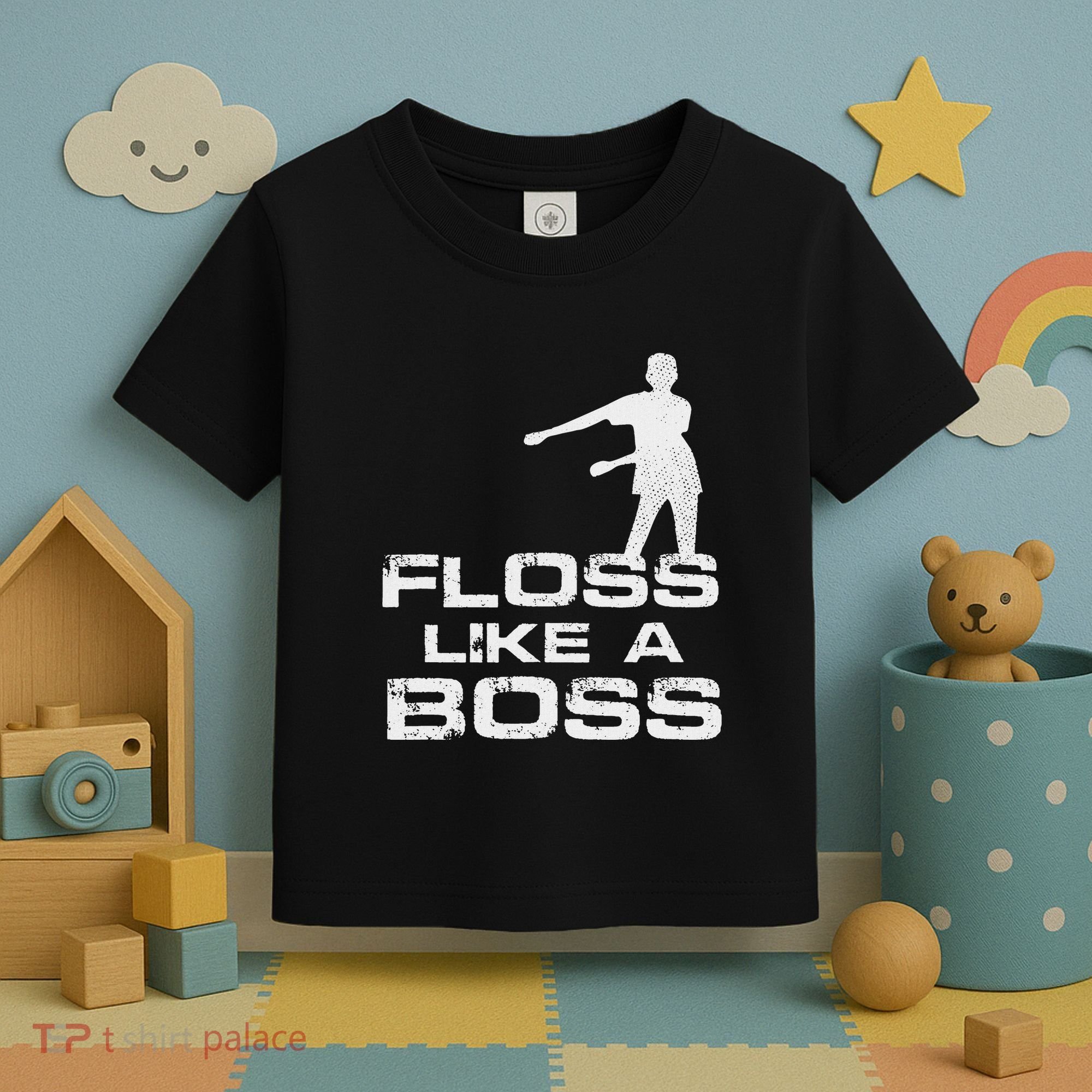 Floss Like A Boss Funny Dance Distress Toddler T-Shirt