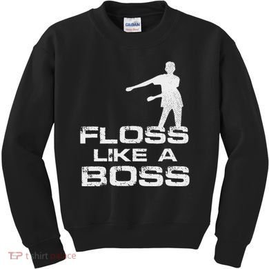 Floss Like A Boss Funny Dance Distress Kids Sweatshirt