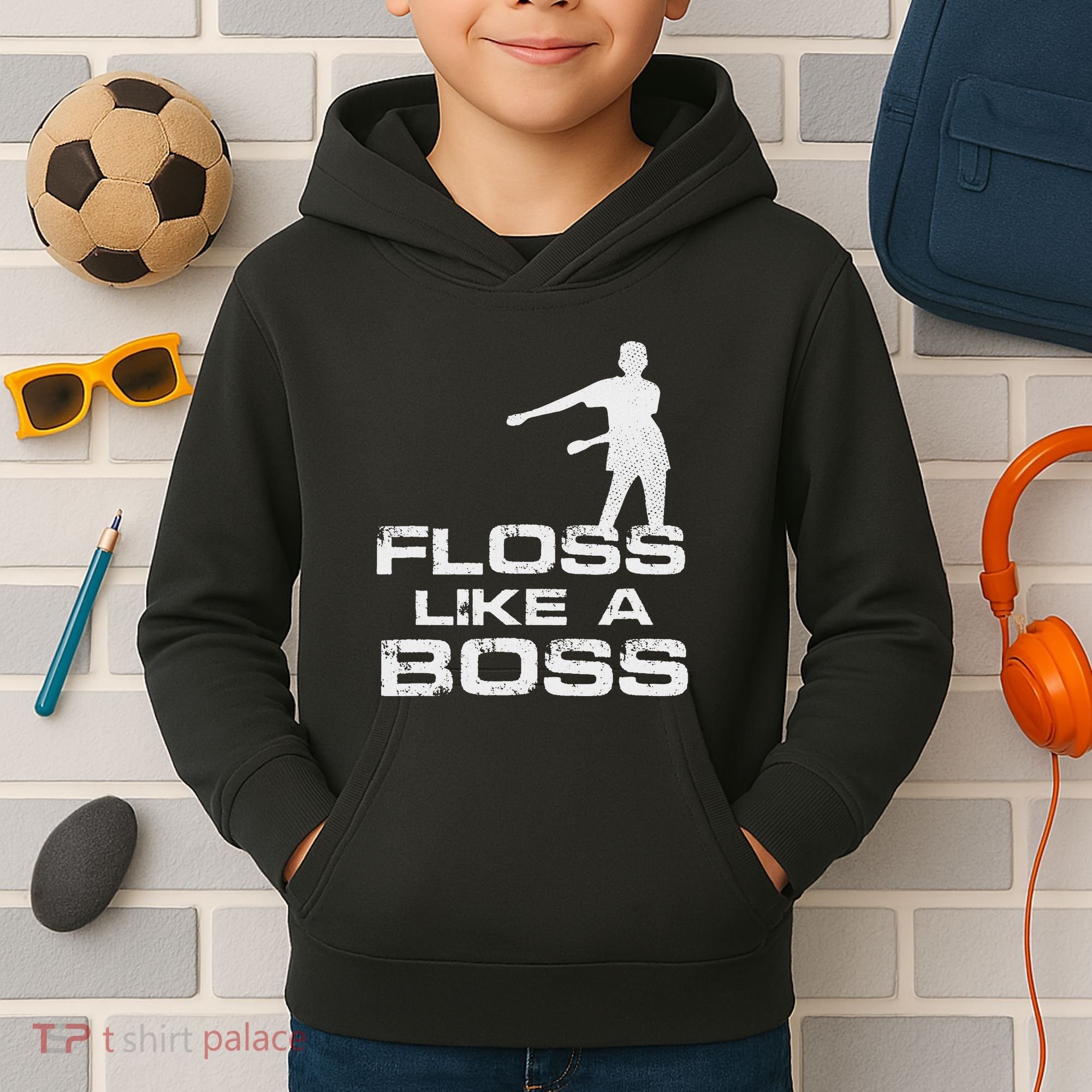 Floss Like A Boss Funny Dance Distress Kids Hoodie