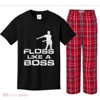 Floss Like A Boss Funny Dance Distress Kids Plaid Pajama Set thumb 0