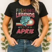 Fishing Legends Are Born In April Women's T-Shirt thumb 2
