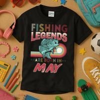 Fishing Legends Are Born In May Kids T-Shirt thumb 3