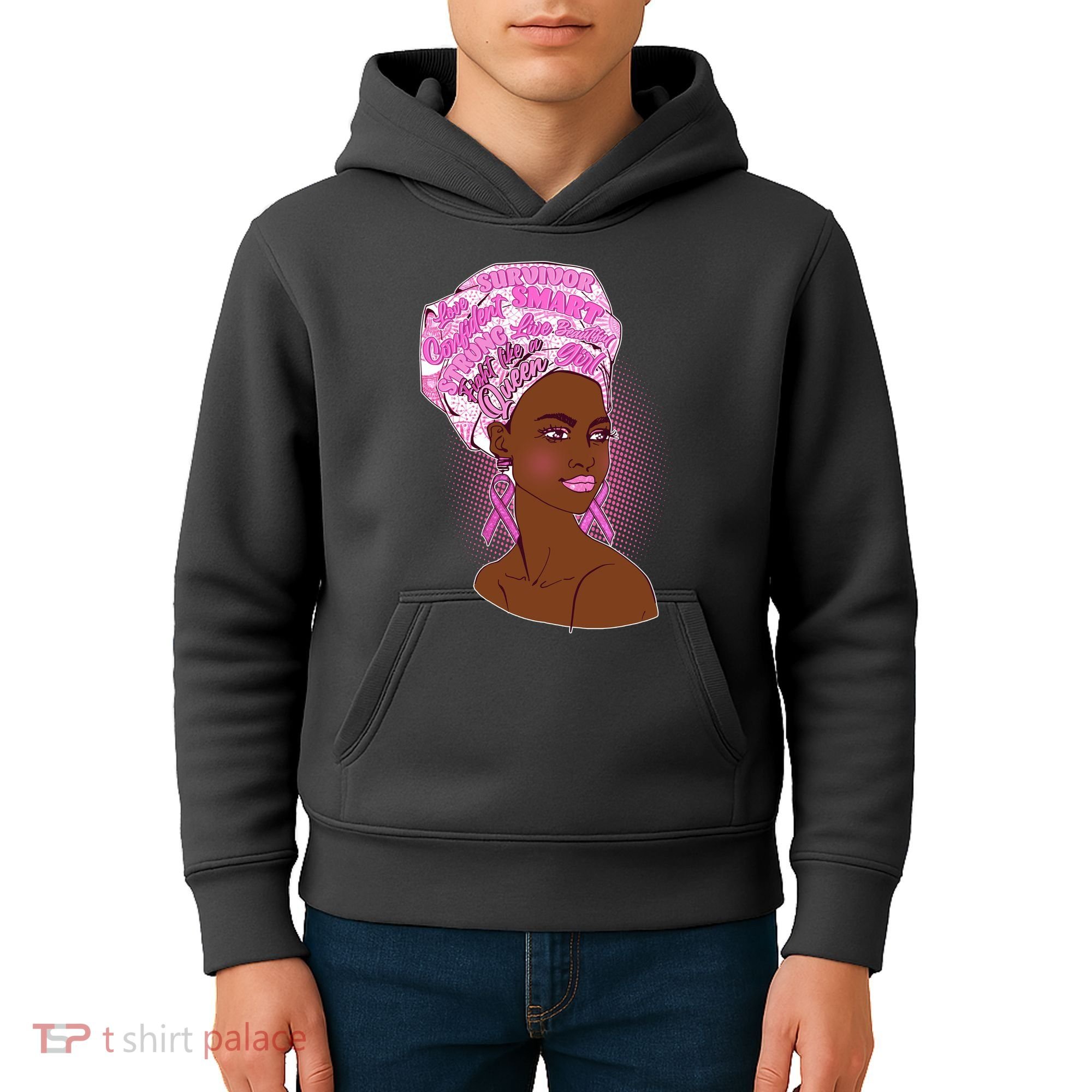 Fight Like A Queen Breast Cancer Awareness Kids Hoodie