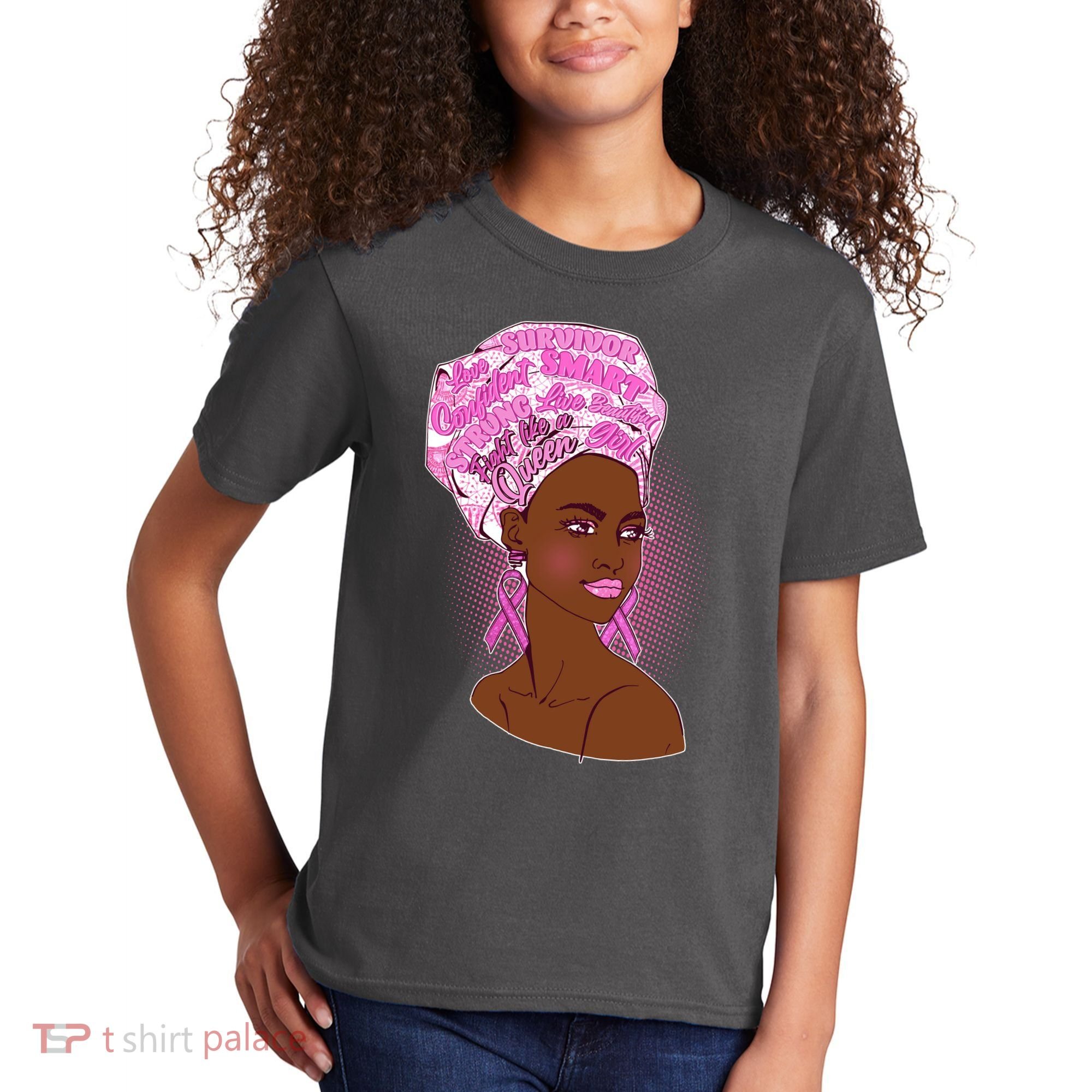Fight Like A Queen Breast Cancer Awareness Kids T-Shirt
