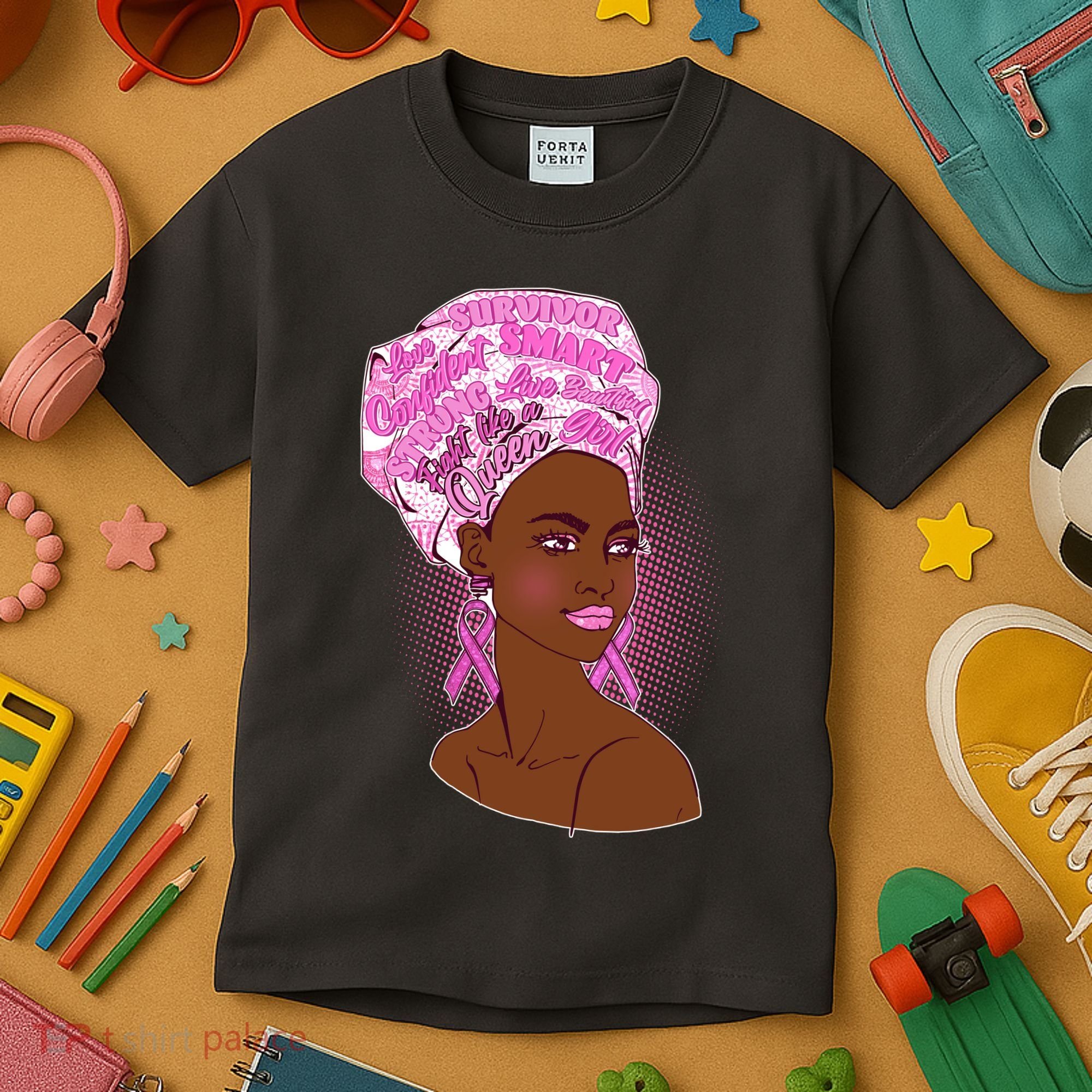 Fight Like A Queen Breast Cancer Awareness Kids T-Shirt