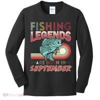 Fishing Legends Are Born In September Kids Long Sleeve Shirt thumb 0