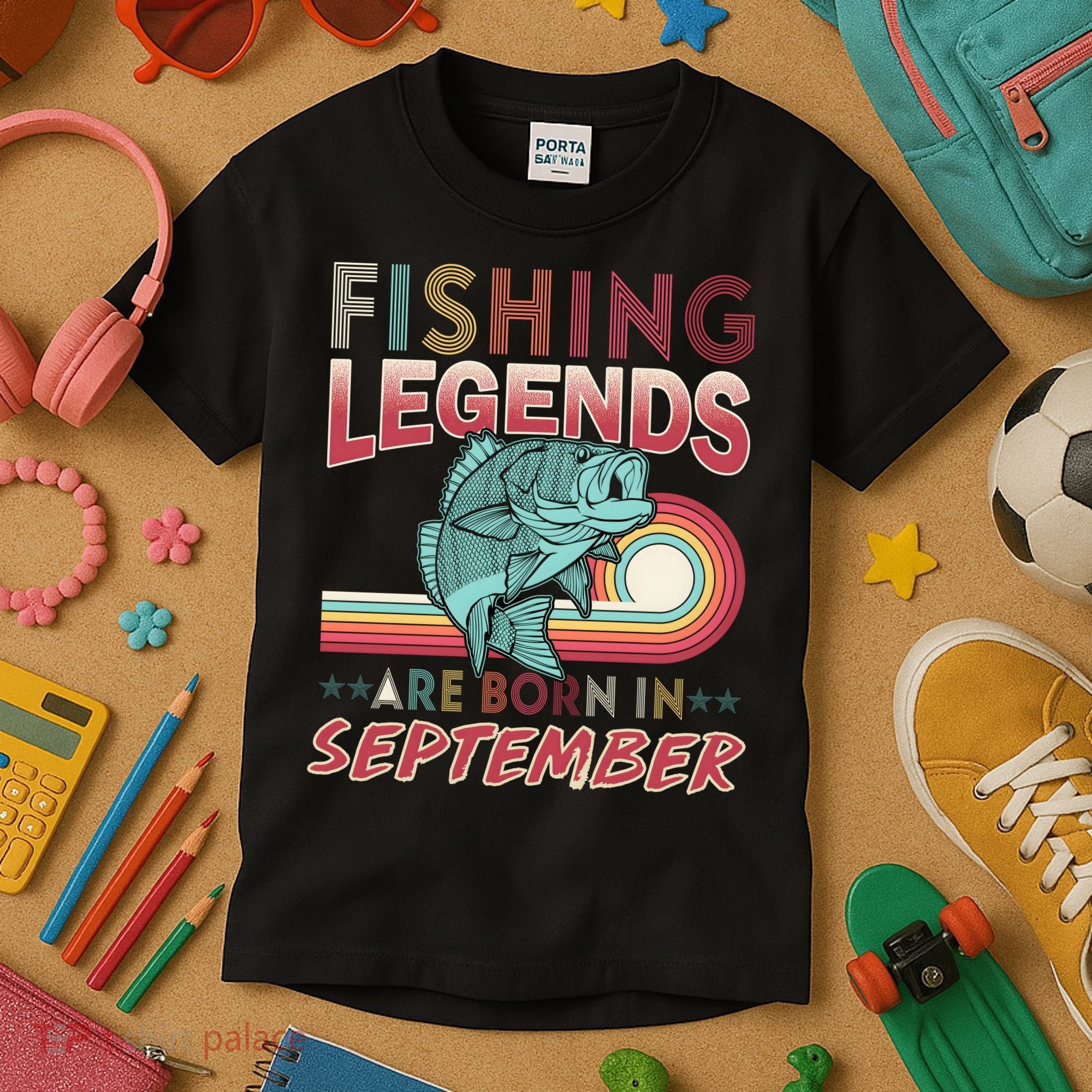 Fishing Legends Are Born In September Kids T-Shirt