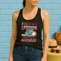 Fishing Legends Are Born In October Women's Tank Top thumb 2