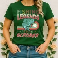 Fishing Legends Are Born In October Women's T-Shirt thumb 2