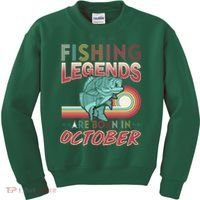 Fishing Legends Are Born In October Kids Sweatshirt thumb 0