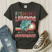 Fishing Legends Are Born In November Women's T-Shirt thumb 3