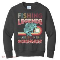 Fishing Legends Are Born In November Kids Sweatshirt thumb 0
