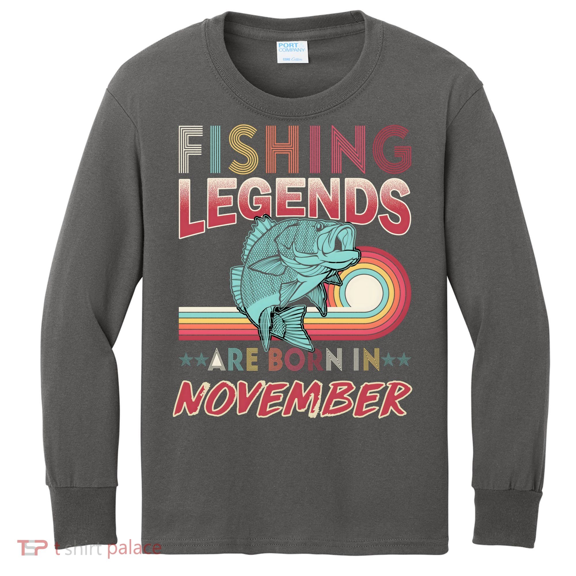 Fishing Legends Are Born In November Kids Long Sleeve Shirt