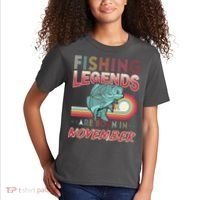 Fishing Legends Are Born In November Kids T-Shirt thumb 2