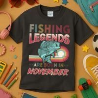 Fishing Legends Are Born In November Kids T-Shirt thumb 3