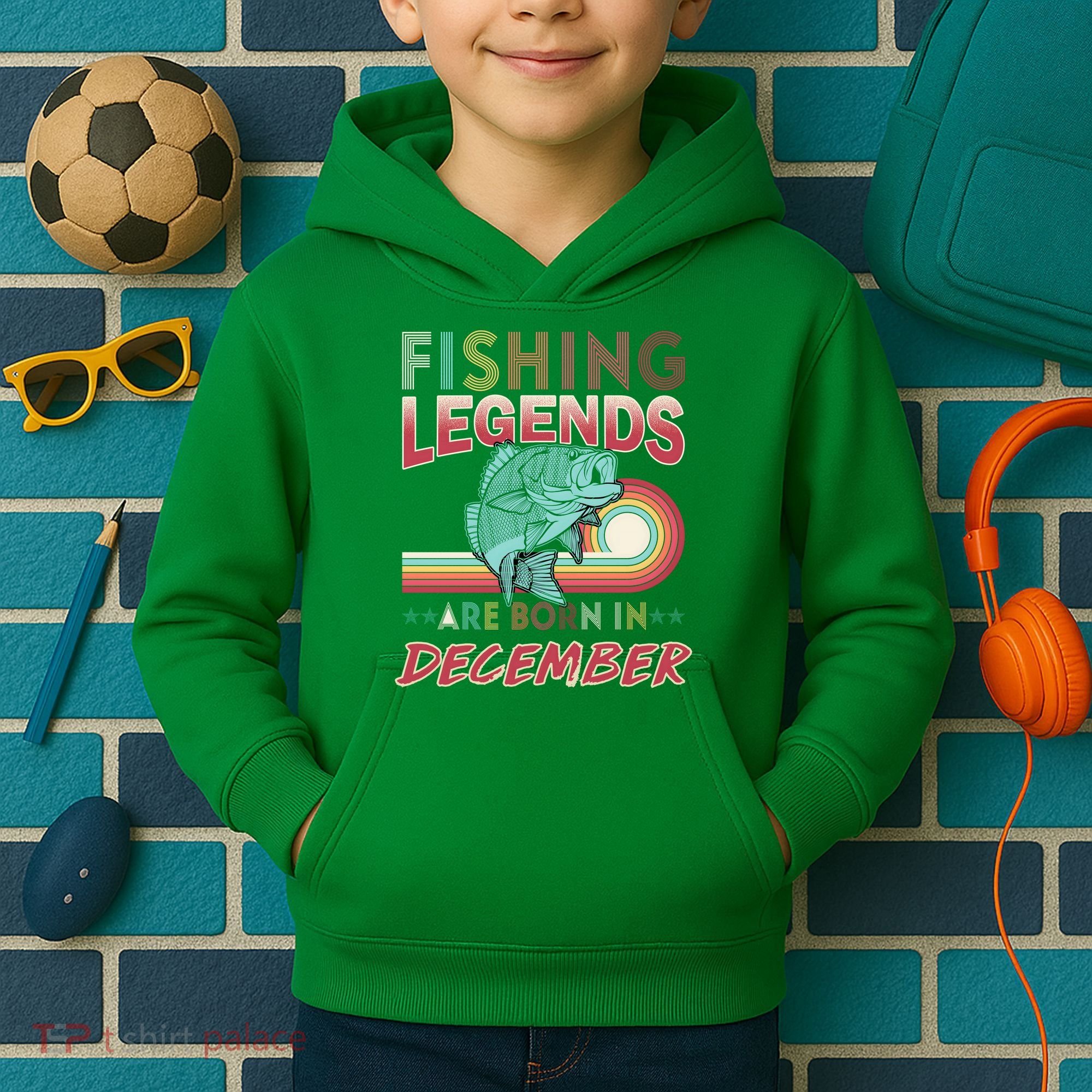 Fishing Legends Are Born In December Kids Hoodie