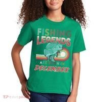 Fishing Legends Are Born In December Kids T-Shirt thumb 2
