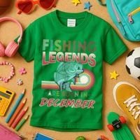 Fishing Legends Are Born In December Kids T-Shirt thumb 3