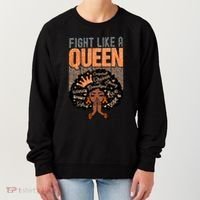 Fight Like A Queen Orange Ribbon Multiple Sclerosis Awareness Black Women Women's Sweatshirt thumb 0