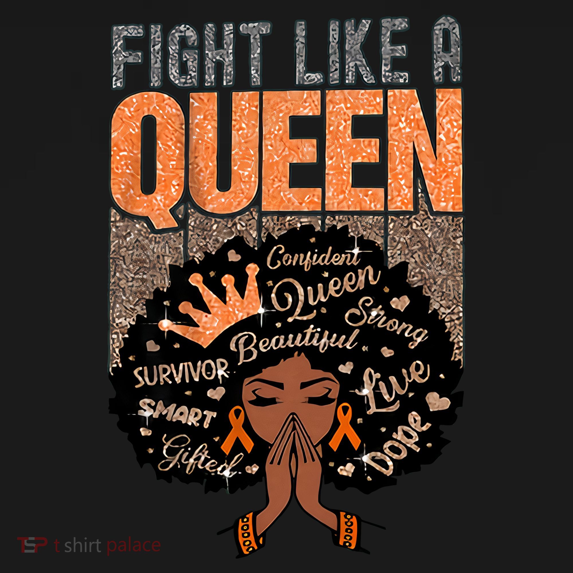 Fight Like A Queen Orange Ribbon Multiple Sclerosis Awareness Black Women Coaster
