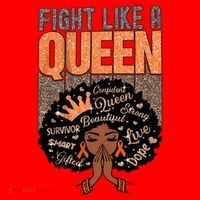 Fight Like A Queen Orange Ribbon Multiple Sclerosis Awareness Black Women Santa Hat thumb 1