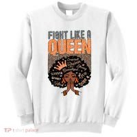 Fight Like A Queen Orange Ribbon Multiple Sclerosis Awareness Black Women Sweatshirt thumb 0