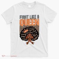 Fight Like A Queen Orange Ribbon Multiple Sclerosis Awareness Black Women T-Shirt thumb 0