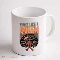 Fight Like A Queen Orange Ribbon Multiple Sclerosis Awareness Black Women Coffee Mug thumb 1