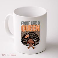 Fight Like A Queen Orange Ribbon Multiple Sclerosis Awareness Black Women Coffee Mug thumb 0