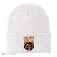 Fight Like A Queen Orange Ribbon Multiple Sclerosis Awareness Black Women Beanie thumb 0