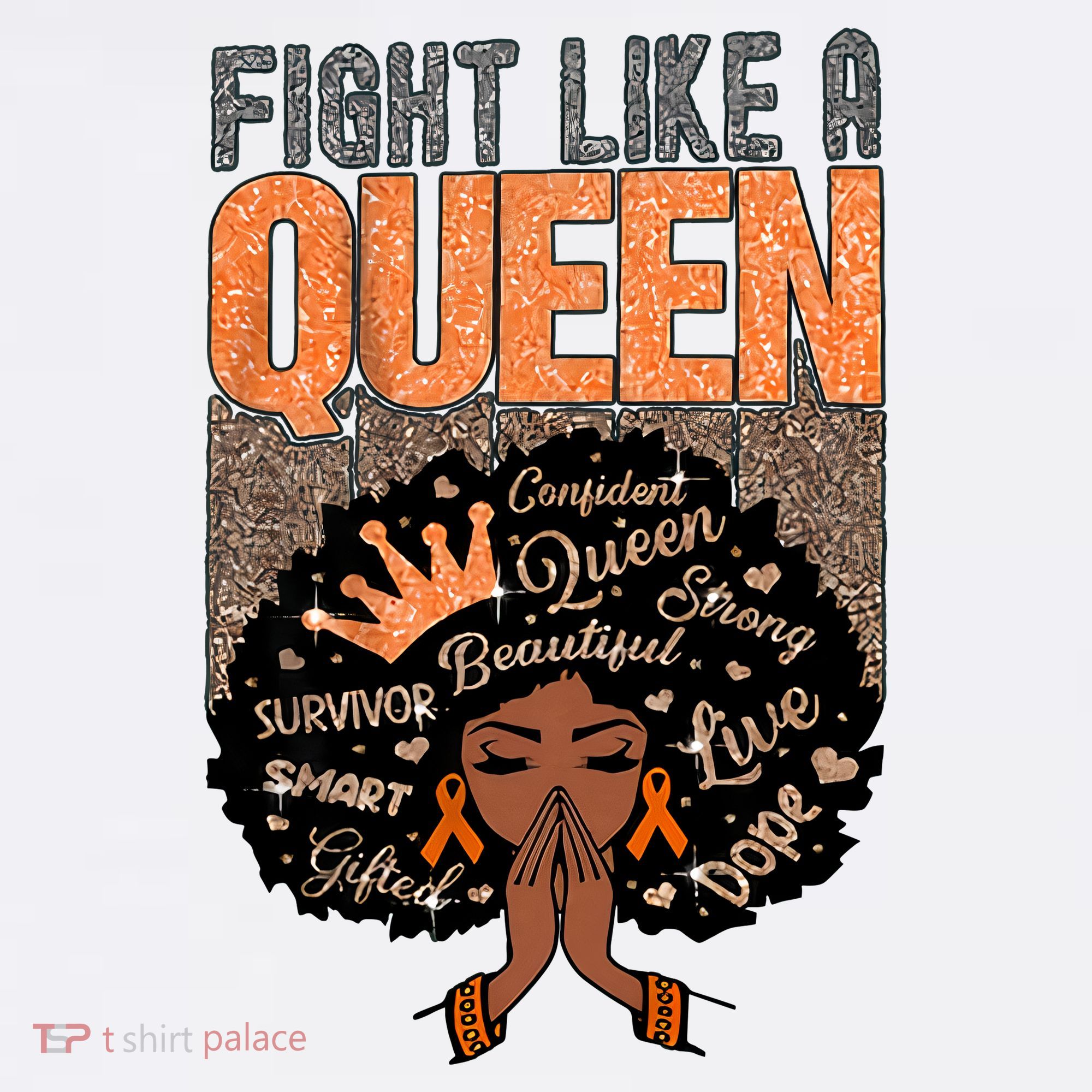 Fight Like A Queen Orange Ribbon Multiple Sclerosis Awareness Black Women Beanie