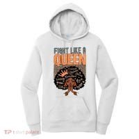 Fight Like A Queen Orange Ribbon Multiple Sclerosis Awareness Black Women Women's Hoodie thumb 0