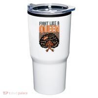 Fight Like A Queen Orange Ribbon Multiple Sclerosis Awareness Black Women Tumbler thumb 0