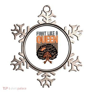 Fight Like A Queen Orange Ribbon Multiple Sclerosis Awareness Black Women Ornament