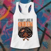 Fight Like A Queen Orange Ribbon Multiple Sclerosis Awareness Black Women Women's Tank Top thumb 3