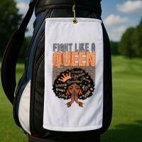 Fight Like A Queen Orange Ribbon Multiple Sclerosis Awareness Black Women Golf Towel thumb 2