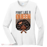 Fight Like A Queen Orange Ribbon Multiple Sclerosis Awareness Black Women Women's Long Sleeve Shirt thumb 0