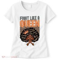 Fight Like A Queen Orange Ribbon Multiple Sclerosis Awareness Black Women Women's T-Shirt thumb 0