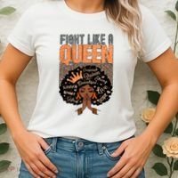 Fight Like A Queen Orange Ribbon Multiple Sclerosis Awareness Black Women Women's T-Shirt thumb 2