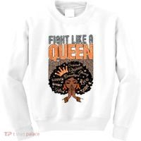 Fight Like A Queen Orange Ribbon Multiple Sclerosis Awareness Black Women Kids Sweatshirt thumb 0