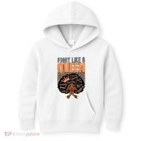 Fight Like A Queen Orange Ribbon Multiple Sclerosis Awareness Black Women Kids Hoodie thumb 0