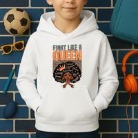 Fight Like A Queen Orange Ribbon Multiple Sclerosis Awareness Black Women Kids Hoodie thumb 2